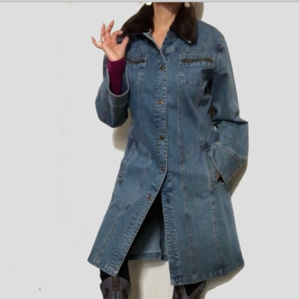 Suzanne Somers Jean Faux Fur Wide Sleeves